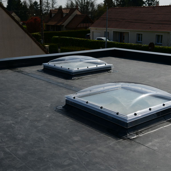 epdm roof with two skylights